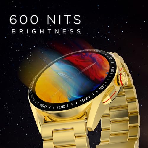 Fire-Boltt Invincible Plus 1.43" AMOLED Display Smartwatch with Bluetooth Calling, TWS Connection, 300+ Sports Modes, 110 in-Built Watch Faces, 4GB Storage & AI Voice Assistant (Gold SS)|B0C8D3T1D7