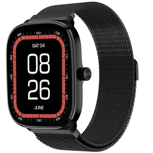 Noise New Macro Smart Watch with 2.0” HD Display,Metallic Finish BT Calling, Functional Crown, 7 Days Battery Life, Sleep Tracking, 200+ Watch Faces (Elite Black) - Nalanda Enterprises