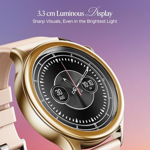 boAt Enigma Daze Women's Luxury Smart Watch w/ 1.3”(3.3cm) Luminous Display, Emergency SOS Live Location Sharing, Functional Crown, Watch Face Studio, QR Tray, BT Calling, HR & SpO2 (Cherry Blossom)|B0DFYMG7D6