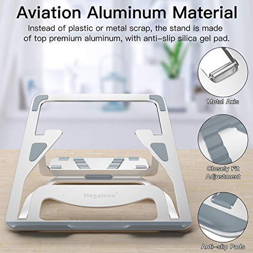 WIWU S100 Aluminum Laptop Stand, Ergonomic Detachable Computer Stand, Riser Holder Notebook Stand 10-16"" Laptops, Silver | 5 Heights of Adjustment Level - Nalanda Enterprises