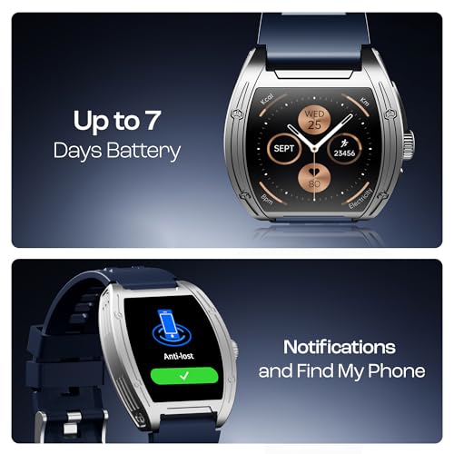 Boat Enigma Ascend Men's Luxury Smart Watch w/ 1.76”(4.47 cm) HD Display, Functional Crown, BT Calling, Upto 5 Days Battery, 100+Sports Modes, 200+Watch Faces, IP68, HR & SPO(Ocean Blue)|B0DFYJTL8X