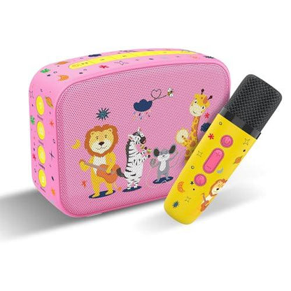 Saregama Carvaan Mini Kids with Wireless Mic - 300+ Pre-Loaded Stories, Rhymes, Learnings and Mantras with Rechargeable Battery/Bluetooth/USB/Aux in-Out/Play in Loop - Baby Pink - Nalanda Enterprises