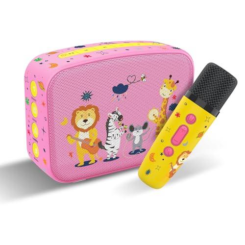 Saregama Carvaan Mini Kids with Wireless Mic - 300+ Pre-Loaded Stories, Rhymes, Learnings and Mantras with Rechargeable Battery/Bluetooth/USB/Aux in-Out/Play in Loop - Baby Pink - Nalanda Enterprises