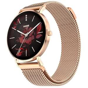 Noise Diva 2 Fashion Smart Watch for Women with Sleekest Dial, AMOLED Display, Snug Fit, Improved Female Cycle Tracker, BT Calling, Sleep Tracking, AI Voice Assistance, Password Protection (Rose Link) - Nalanda Enterprises
