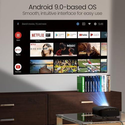 Portronics Beem 490 Smart LED Projector with 1080p Full HD, Streaming Apps (Netflix, Prime Video, Hotstar), Automatic Focus, Auto Keystone Correction, 6000 Lumens, Bluetooth, Wi-fi, 5W Speaker (Grey) - Nalanda Enterprises
