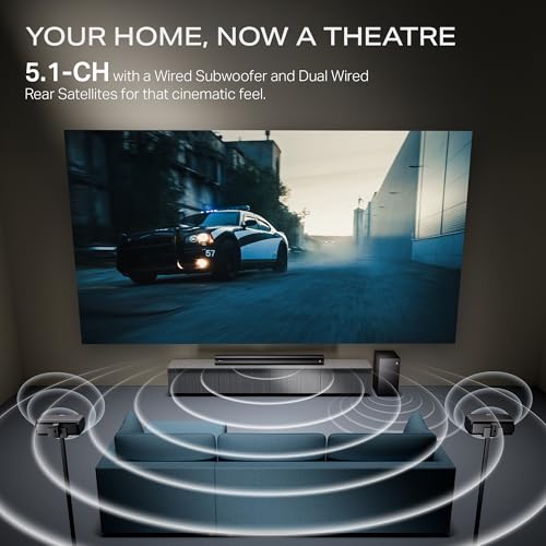 Boat 2025 Launch Aavante Prime 5.1 7050D, Dolby Audio, 700W Signature Sound, 5.1CH with Wireless Subwoofer & Wireless Satellites, Bluetooth Sound bar, Home Theatre Soundbar Speaker (Premium Black)|B0FLYD83H7