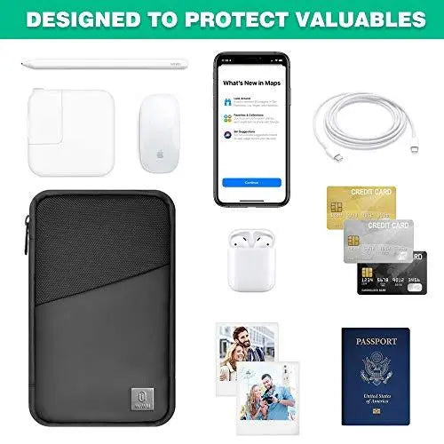 WIWU Nylon Travel Cable Organizer Bag, Waterproof Electronics Organizer Case For Hard Drives, Cable, Charger, Phone, Usb, Sd Card, Apple Pencil, Accessory Pouch Smooth Coating Zipper (Black) - Nalanda Enterprises