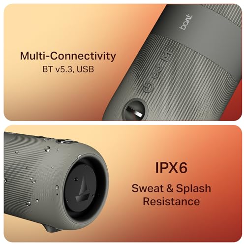 Boat 2025 Launch Stone 1200 Pro, 60W Boat Signature Sound, 76.2mm Drivers, TWS,7.5H Battery, Built-in Mic, Carry Strap,IPX6, Bluetooth Speaker, Wireless Speaker, Portable Speaker (Twilight Black)|B0FLYDHYY4