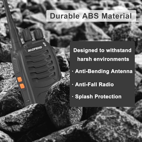 2 Pack BAOFENG BF-888S Walkie Talkie USB-C Charging 16 Channels Ham Radio Upgraded H-888S Two Way Radio for Adult with Earpiece and Programming Cable (Black)|B0DD6RSSP3