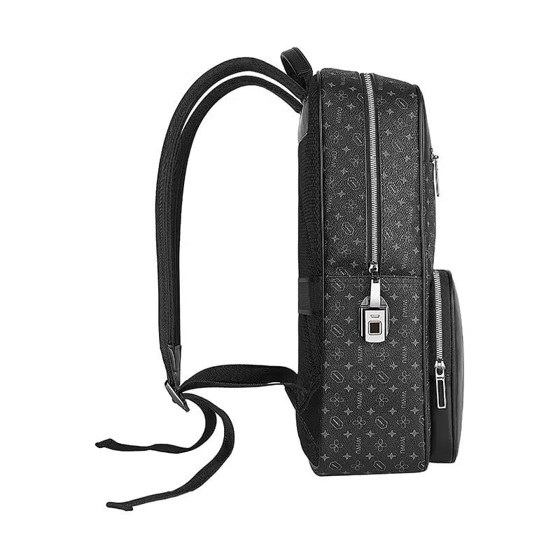WIWU Master Fingerprint Lock Leather Backpack, Black - Nalanda Enterprises