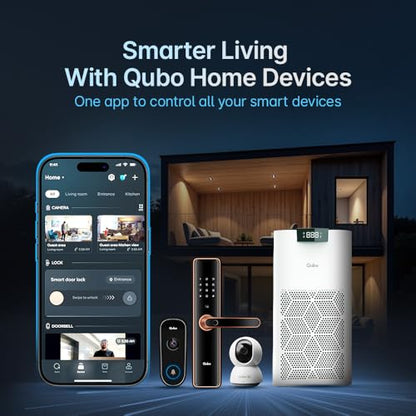 Qubo Smart Air Purifier Q500 for Home by Hero Group | 500 Sqft | 99.99% Allergen Removal |4-Layer True HEPA H13 Filter | 9000 Hrs Filter Life | App & Voice Control | Quiet Night Mode | BLDC Motor|B0CMH9TSVC