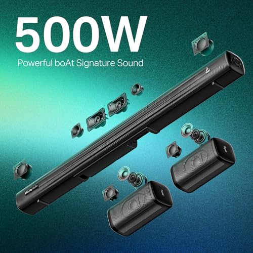 Boat 2025 Launch Aavante Prime 5.1 7050D, Dolby Audio, 700W Signature Sound, 5.1CH with Wireless Subwoofer & Wireless Satellites, Bluetooth Sound bar, Home Theatre Soundbar Speaker (Premium Black)|B0FLYD83H7