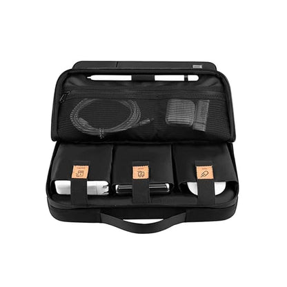 WIWU | Alpha Slim Sleeve Laptop Bag | Water-resistant - Durable YKK Zipper | Faux fur lining protection - Retractable waterproof TPU handle - Multi-layer storage space. | Black - Nalanda Enterprises