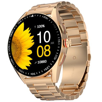Fire-Boltt Invincible Plus 1.43" AMOLED Display Smartwatch with Bluetooth Calling, TWS Connection, 300+ Sports Modes, 110 in-Built Watch Faces, 4GB Storage & AI Voice Assistant (Rose Gold SS) - Nalanda Enterprises