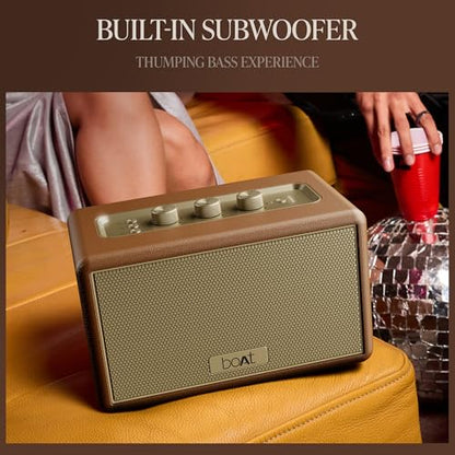 Stone Opus, 80W Signature Sound, 12HRS Battery, Multilink Connectivity, Built-in Subwoofer, Premium Design, TWS, Bluetooth Speaker, Wireless Speaker, Portable Speaker (Caramel Brown)|B0DQKVF2H4