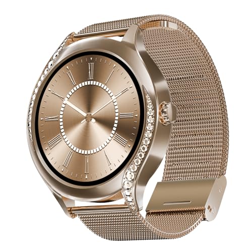 Boat Enigma Gem Women's Luxury Smart Watch w/ 1.19” (3.02cm) AMOLED Display, Emergency SOS Live Location Sharing, Female Wellness, Watch Face Studio, BT Calling, Watch for Woman (Metallic Black)|B0DFYJWHRC