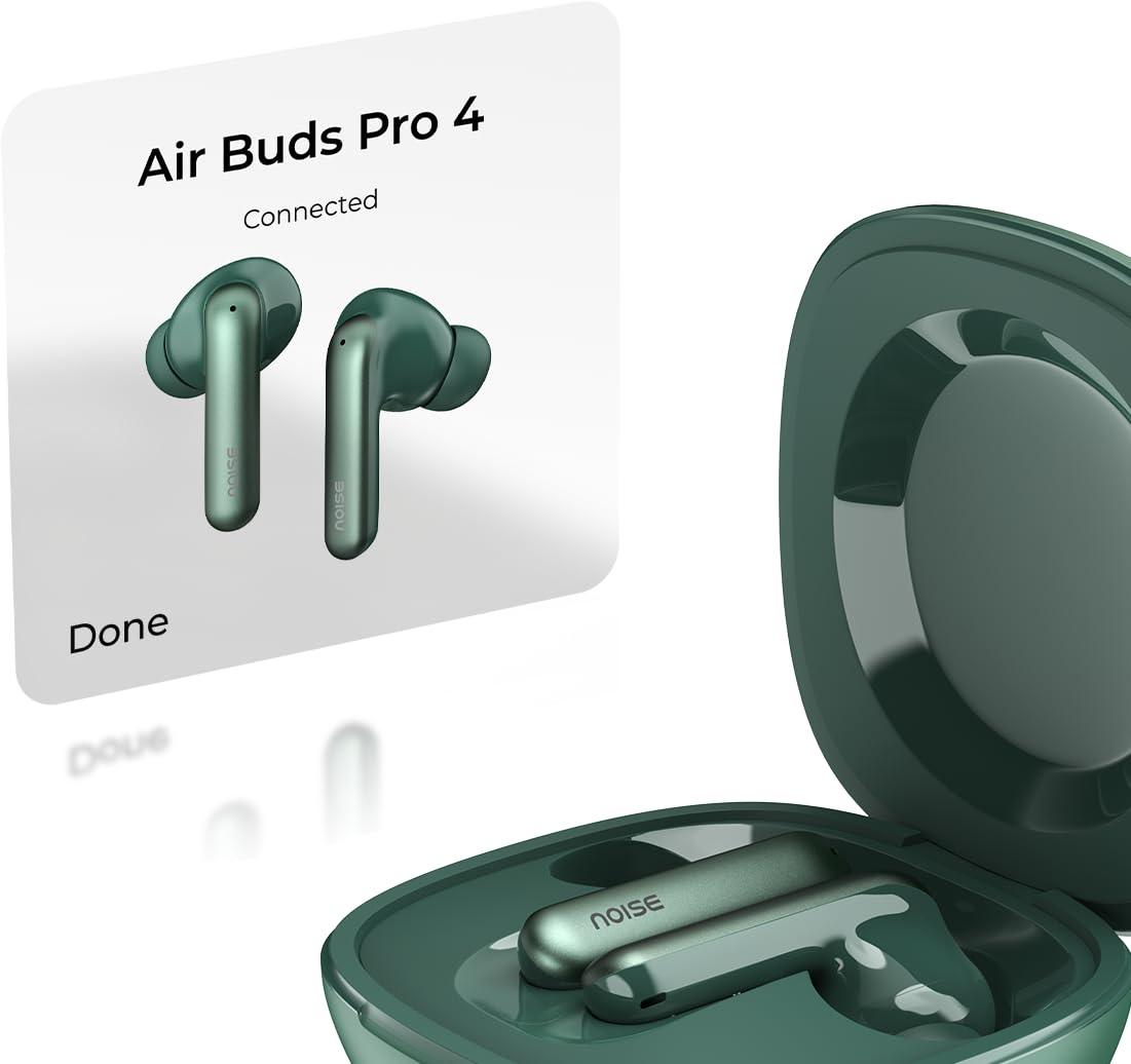 Noise Newly Launched Air Buds Pro 4 in-Ear Truly Wireless Earbuds with Metallic Finish, Hybrid ANC (Upto 40dB), 50H of Playtime, Dual Pairing, Spatial Audio, BT v5.3(Lake Blue) - Nalanda Enterprises