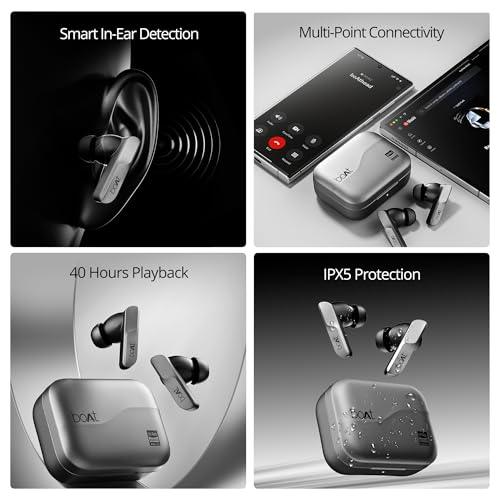 boAt Airdopes 800 HiDef, Hires Audio LDAC, 4Mic ENx, App Support, ASAP Charge, IPX5, Low Latency, Dual Pairing, BTv5.3, Bluetooth Earbuds, TWS Ear Buds Wireless Earphones(Graphite Grey) - Nalanda Enterprises