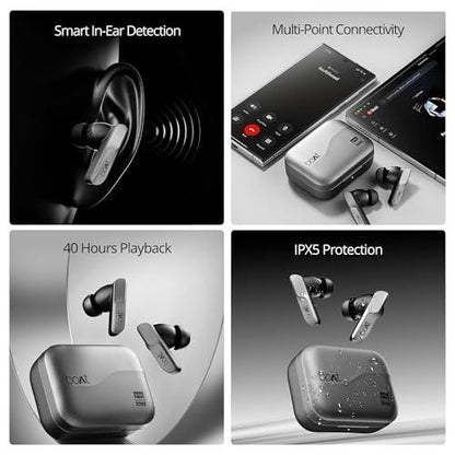boAt Airdopes 800 HiDef, Hires Audio LDAC, 4Mic ENx, App Support, ASAP Charge, IPX5, Low Latency, Dual Pairing, BTv5.3, Bluetooth Earbuds, TWS Ear Buds Wireless Earphones(Graphite Grey) - Nalanda Enterprises