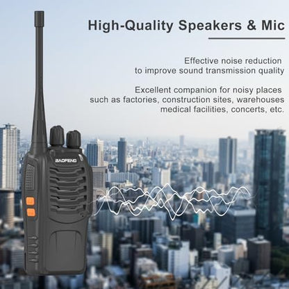 2 Pack BAOFENG BF-888S Walkie Talkie USB-C Charging 16 Channels Ham Radio Upgraded H-888S Two Way Radio for Adult with Earpiece and Programming Cable (Black)|B0DD6RSSP3