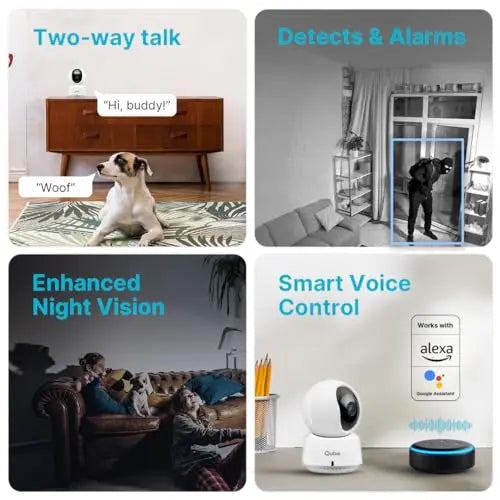 Qubo Smart 360 2K 3MP 1296p WiFi CCTV Security Camera from Hero Group | Mobile App | Two Way Talk | Night Vision | Cloud & SD Card Recording | Made in India | Alexa & OK Google | (3MP) - Nalanda Enterprises