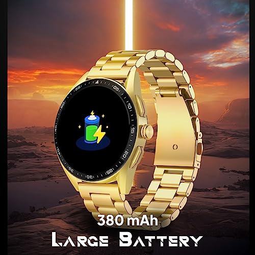 Fire-Boltt Invincible Plus 1.43" AMOLED Display Smartwatch with Bluetooth Calling, TWS Connection, 300+ Sports Modes, 110 in-Built Watch Faces, 4GB Storage & AI Voice Assistant (Gold SS)|B0C8D3T1D7