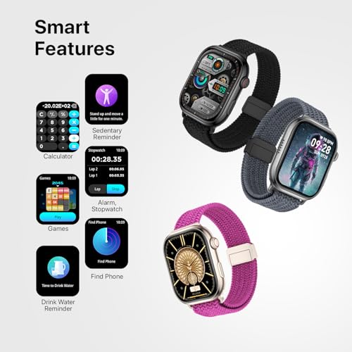 Fire-Boltt Brillia Smart Watch with 51.3mm (2.02 inch) AMOLED Display, Bluetooth Calling, SpO2, Heart Rate Monitoring, 120+ Sports Modes (Brillia, Black)