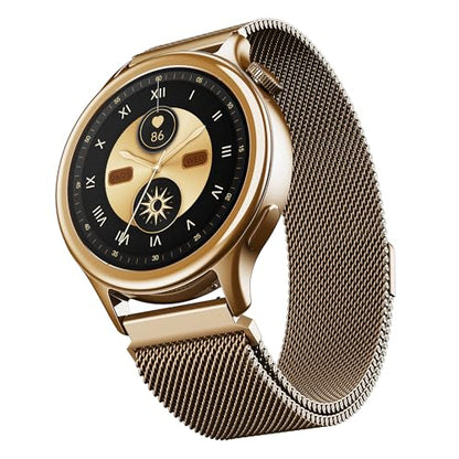 Boat Enigma Gem Women's Luxury Smart Watch w/ 1.19” (3.02cm) AMOLED Display, Emergency SOS Live Location Sharing, Female Wellness, Watch Face Studio, BT Calling, Watch for Woman (Metallic Black)|B0DFYJWHRC