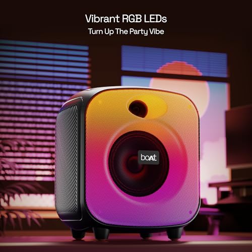boAt PartyPal 63 Pro Bluetooth Speaker with 30 W Signature Sound, Karaoke with Mic, Customizable RGB LEDs, Wireless Mic, Upto 8 hrs Playback, BTv5.3, TWS Mode, Bass Boost, AUX & Port(Midnight Black)|B0D9VKLC6B