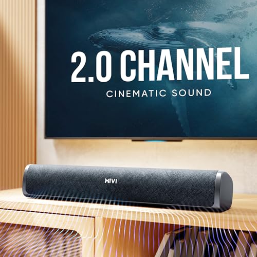 Mivi Fort Q26 Soundbar [Newly Launched] with 26W Powerful Audio, 2.0 Channel with Dual Full-Range Speakers, Multiple Input Modes, 6H Playtime, 2500mAh Battery, Made in India Soundbar for TV|B0F74T2V2C
