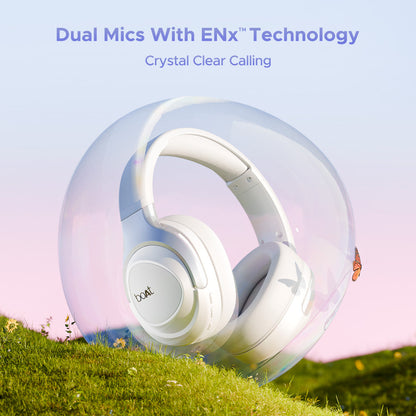 boAt Nirvana Eutopia Bluetooth Over Ear Headphones with Head Tracking Function, Spatial Audio,20 HRS Playtime, ENx Tech, ASAP Charge, Hearables App(Android & iOS Compatible)(Primia Black) - Nalanda Enterprises