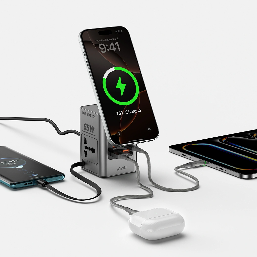 WiWU Warrior 65W GaN 10-in-1 Wireless Charging Station with Dual AC Outlets — Wi-W040 Nalanda Enterprises