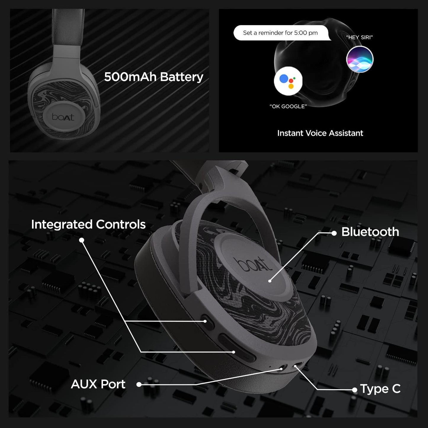 boAt Rockerz 558 Over Ear Bluetooth Headphones with Upto 20 Hours Playback, 50MM Drivers, Soft Padded Ear Cushions and Physical Noise Isolation(Black) - Nalanda Enterprises