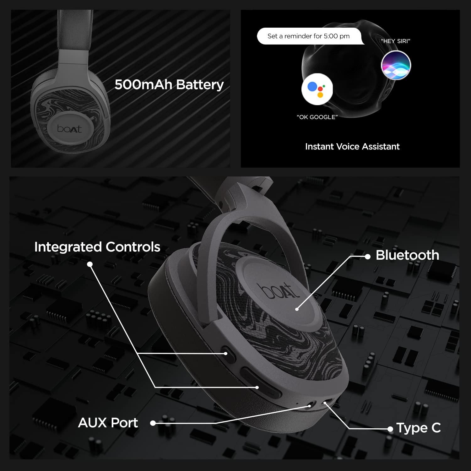 boAt Rockerz 558 Over Ear Bluetooth Headphones with Upto 20 Hours Playback, 50MM Drivers, Soft Padded Ear Cushions and Physical Noise Isolation(Black) - Nalanda Enterprises