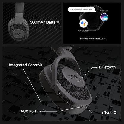 boAt Rockerz 558 Over Ear Bluetooth Headphones with Upto 20 Hours Playback, 50MM Drivers, Soft Padded Ear Cushions and Physical Noise Isolation(Black) - Nalanda Enterprises