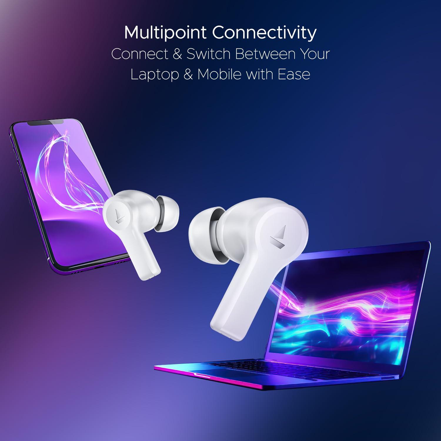 boAt Nirvana Lucid w/ 32 dB ANC, Multi-Point Connectivity, in-Ear Detection, 60HRS Playback, Hearables App, 4 Mics ENx, IPX5 Truly Wireless in Ear Earbuds, TWS Ear Buds - Nalanda Enterprises