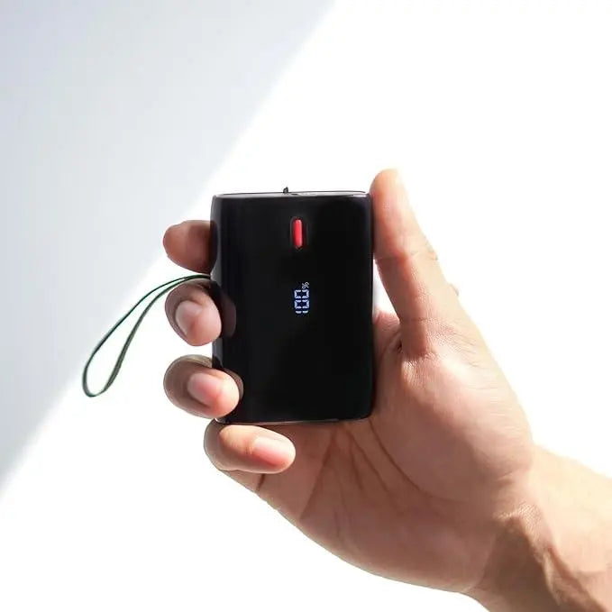 boAt EnergyShroom PB300 Air 10000 mAh 22.5W Pocket Size Power Bank with Compact and Lightweight Design, LED Battery Display, 12 Layer Smart IC Protection & Smart Power Management(Carbon Black) - Nalanda Enterprises