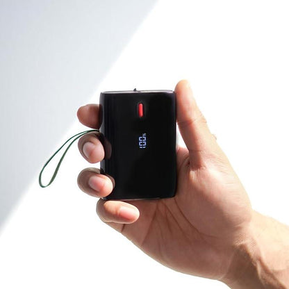 boAt EnergyShroom PB300 Air 10000 mAh 22.5W Pocket Size Power Bank with Compact and Lightweight Design, LED Battery Display, 12 Layer Smart IC Protection & Smart Power Management(Carbon Black) - Nalanda Enterprises