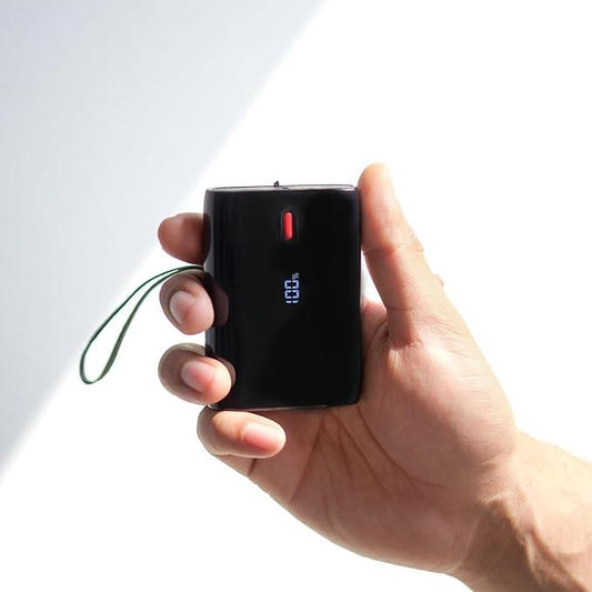 boAt EnergyShroom PB300 Air 10000 mAh 22.5W Pocket Size Power Bank with Compact and Lightweight Design, LED Battery Display, 12 Layer Smart IC Protection & Smart Power Management(Carbon Black) - Nalanda Enterprises