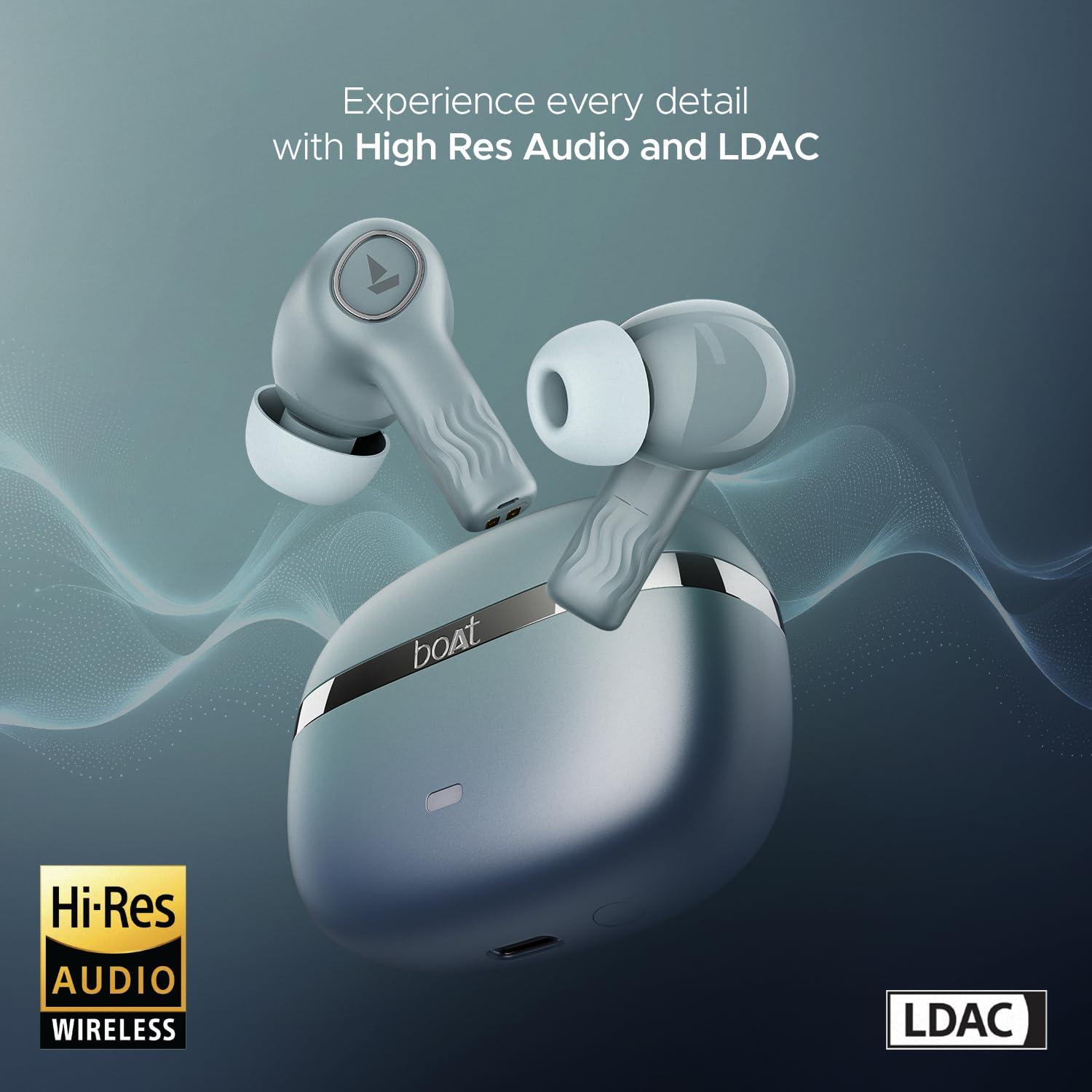 boAt Nirvana Ion ANC Pro Truly Wireless in Ear Ear Buds w/Hi-Res Audio w/LDAC, Upto 32 dB ANC, 120 Hrs Playback, Crystal Bionic Sound Powered by HiFi, ENx Tech, Hearables App(Blazing Comet) - Nalanda Enterprises