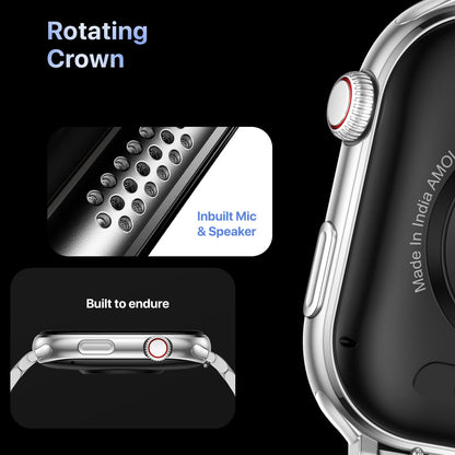 Fire-Boltt Brillia Pro Smart Watch with 51.3mm (2.02 inch) AMOLED Display, Bluetooth Calling, SpO2, Heart Rate Monitoring, 120+ Sports Modes, IP67 Waterproof, Long Battery Life (Black Wave)