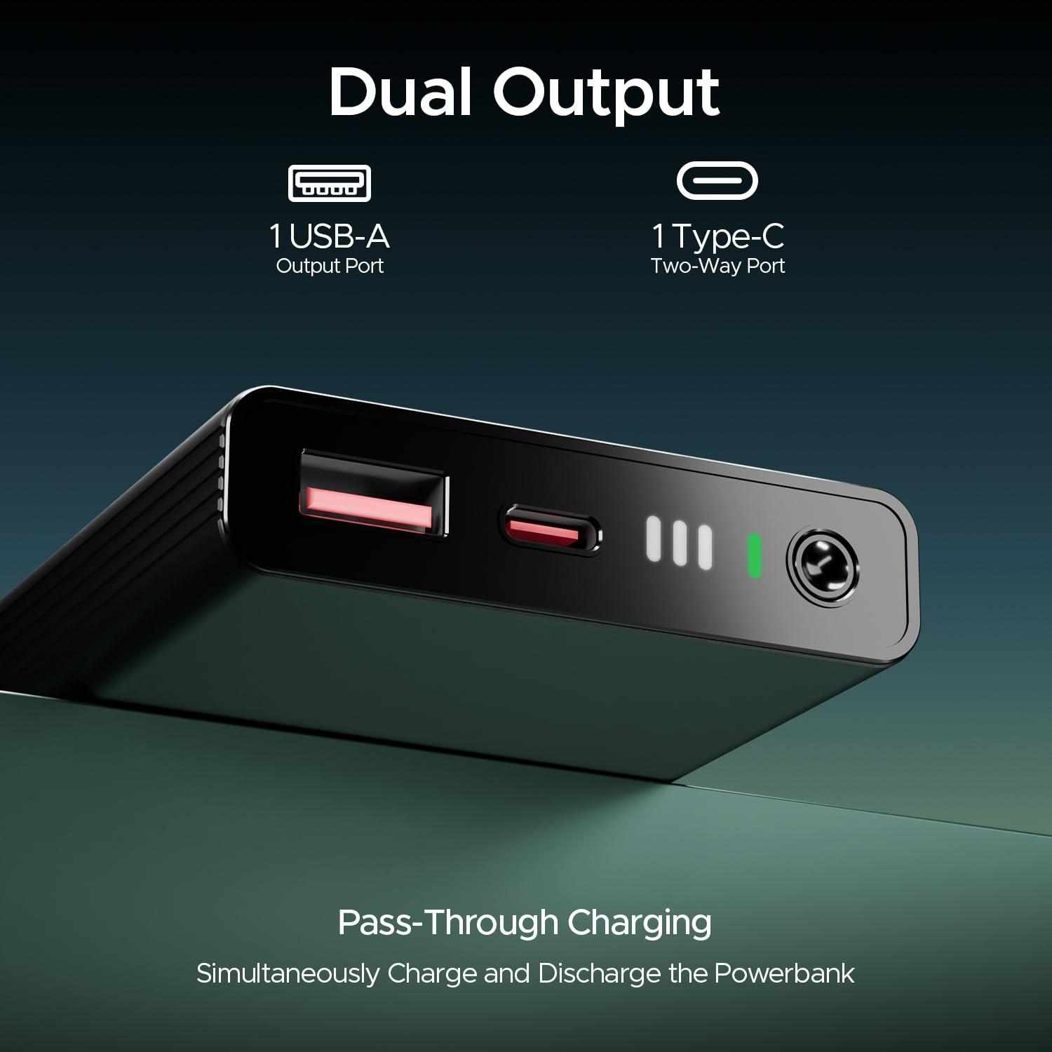 boAt EnergyShroom PB300 Air 10000 mAh 22.5W Pocket Size Power Bank with Compact and Lightweight Design, LED Battery Display, 12 Layer Smart IC Protection & Smart Power Management(Carbon Black) - Nalanda Enterprises
