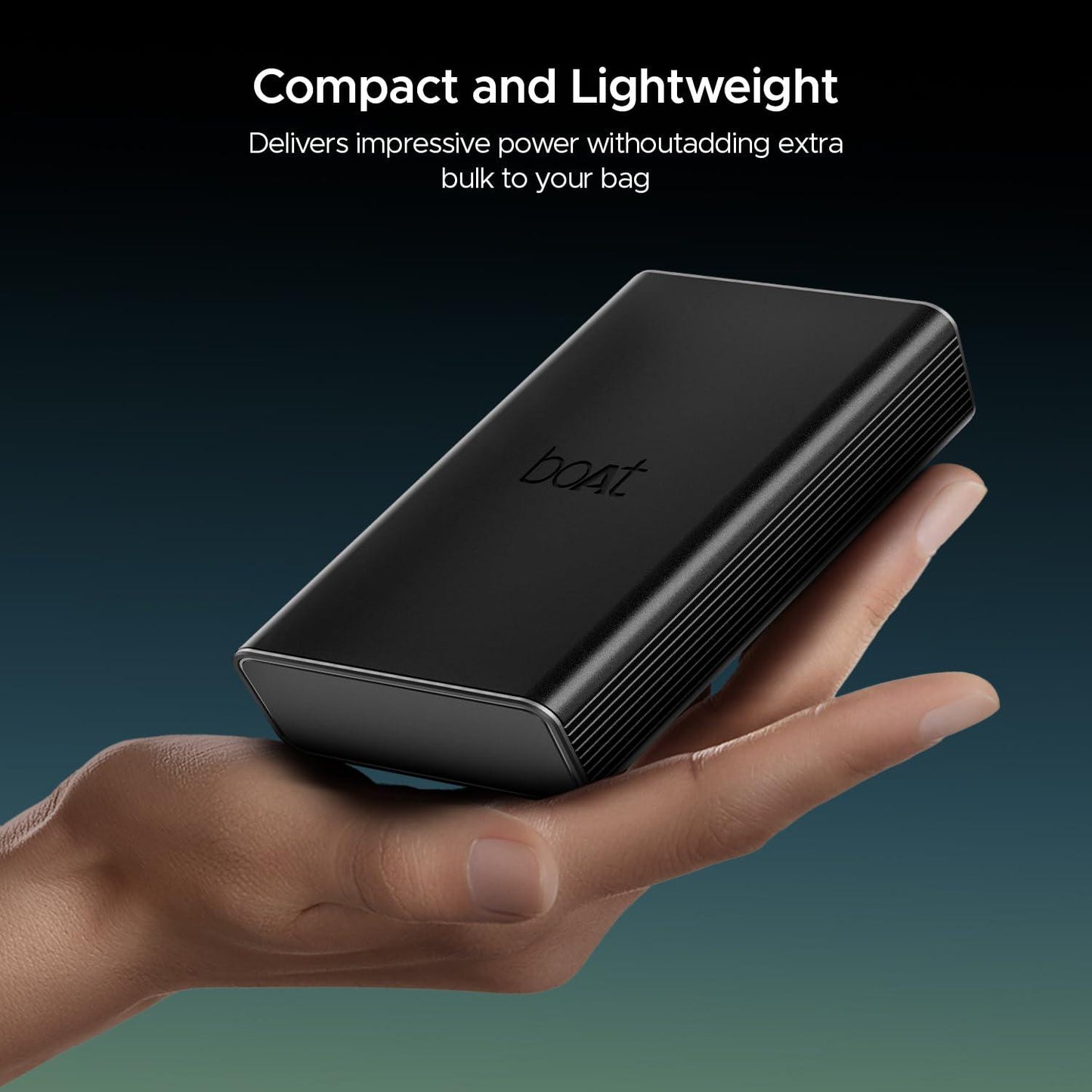 boAt Newly Launched Pocket Energyshroom PB400 Pro 20000mAh | Compact Power Bank w/Type-C Input (2-Way Port), 3X Output Ports,2-Way 22.5W Fast Charging, Pass-Through Charging(Carbon Black) - Nalanda Enterprises