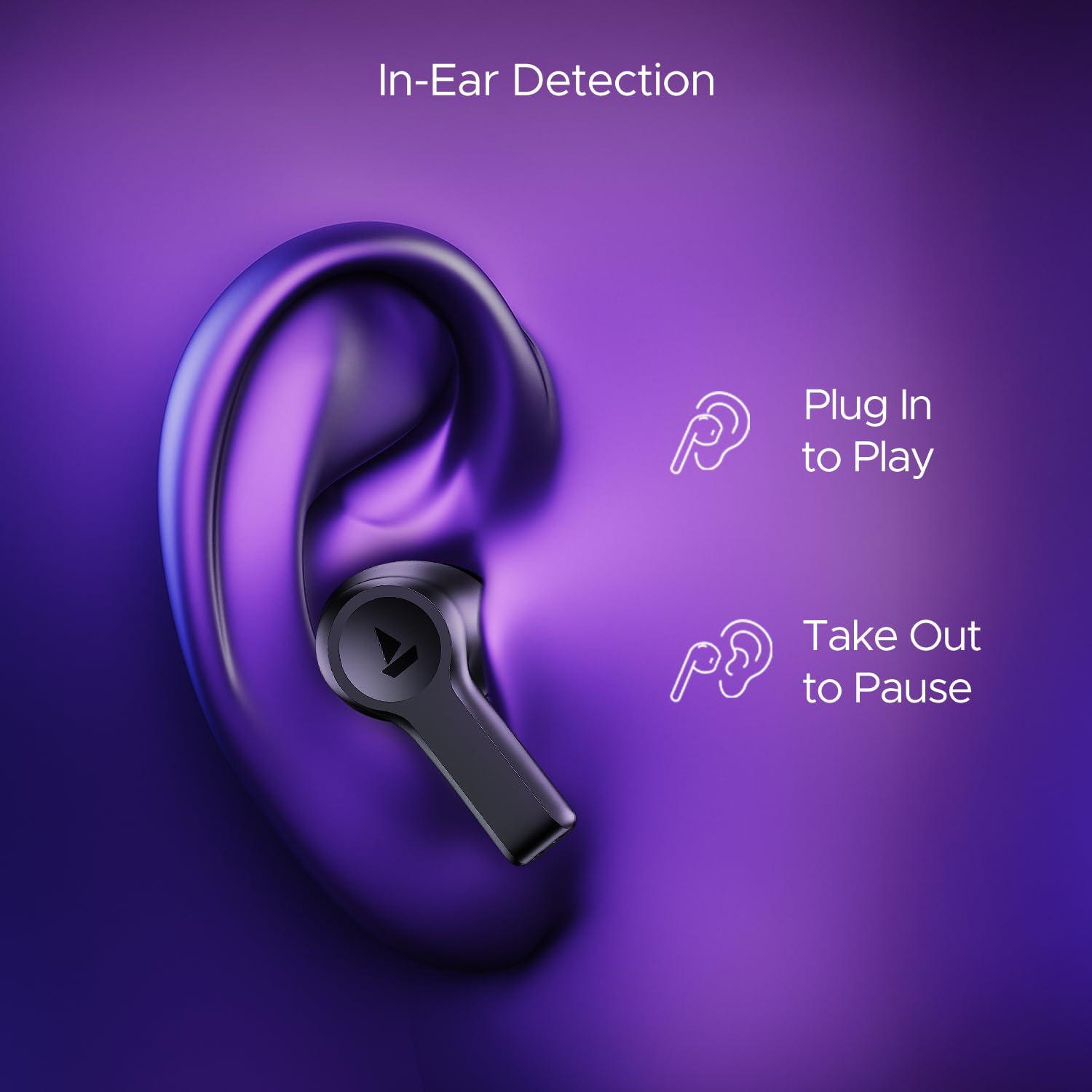 boAt Nirvana Lucid w/ 32 dB ANC, Multi-Point Connectivity, in-Ear Detection, 60HRS Playback, Hearables App, 4 Mics ENx, IPX5 Truly Wireless in Ear Earbuds, TWS Ear Buds - Nalanda Enterprises