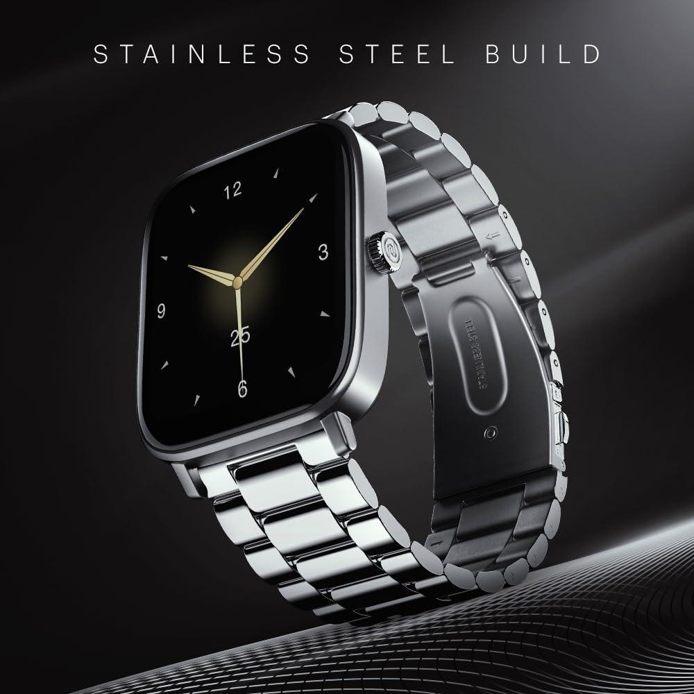 Noise New Macro Smart Watch with 2.0” HD Display,Metallic Finish BT Calling, Functional Crown, 7 Days Battery Life, Sleep Tracking, 200+ Watch Faces (Elite Black) - Nalanda Enterprises