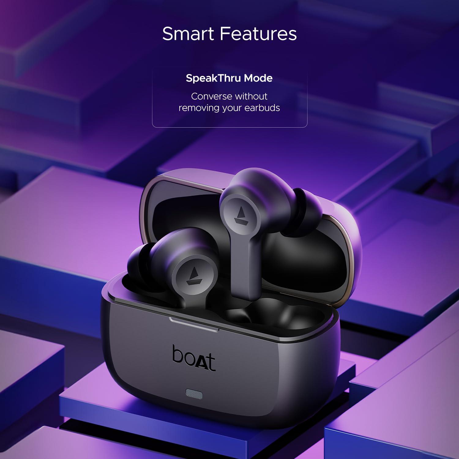 boAt Nirvana Lucid w/ 32 dB ANC, Multi-Point Connectivity, in-Ear Detection, 60HRS Playback, Hearables App, 4 Mics ENx, IPX5 Truly Wireless in Ear Earbuds, TWS Ear Buds - Nalanda Enterprises
