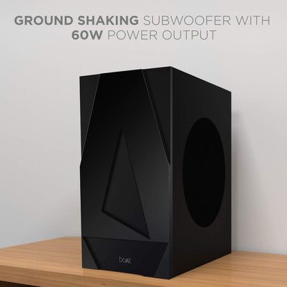boAt Aavante Bar 1500 2.1 Channel Home Theatre Soundbar with 120W Signature Sound, Wired Subwoofer, Multiple Connectivity Modes, Entertainment EQ Modes and Sleek Finish (Black) - Nalanda Enterprises
