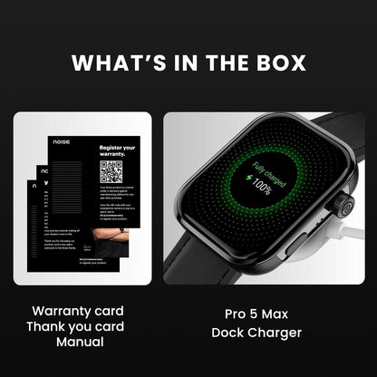 Noise ColorFit Pro 5 Max 1.96" AMOLED Display Smart Watch, BT Calling, Post Training Workout Analysis, VO2 Max, Rapid Health, 5X Faster Data Transfer - Jet Black - Nalanda Enterprises
