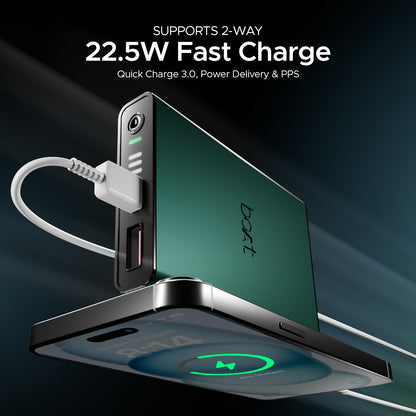 boAt EnergyShroom PB300 Air 10000 mAh 22.5W Pocket Size Power Bank with Compact and Lightweight Design, LED Battery Display, 12 Layer Smart IC Protection & Smart Power Management(Carbon Black) - Nalanda Enterprises
