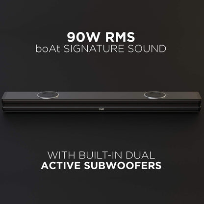 boAt Aavante Bar 1500 2.1 Channel Home Theatre Soundbar with 120W Signature Sound, Wired Subwoofer, Multiple Connectivity Modes, Entertainment EQ Modes and Sleek Finish (Black) - Nalanda Enterprises